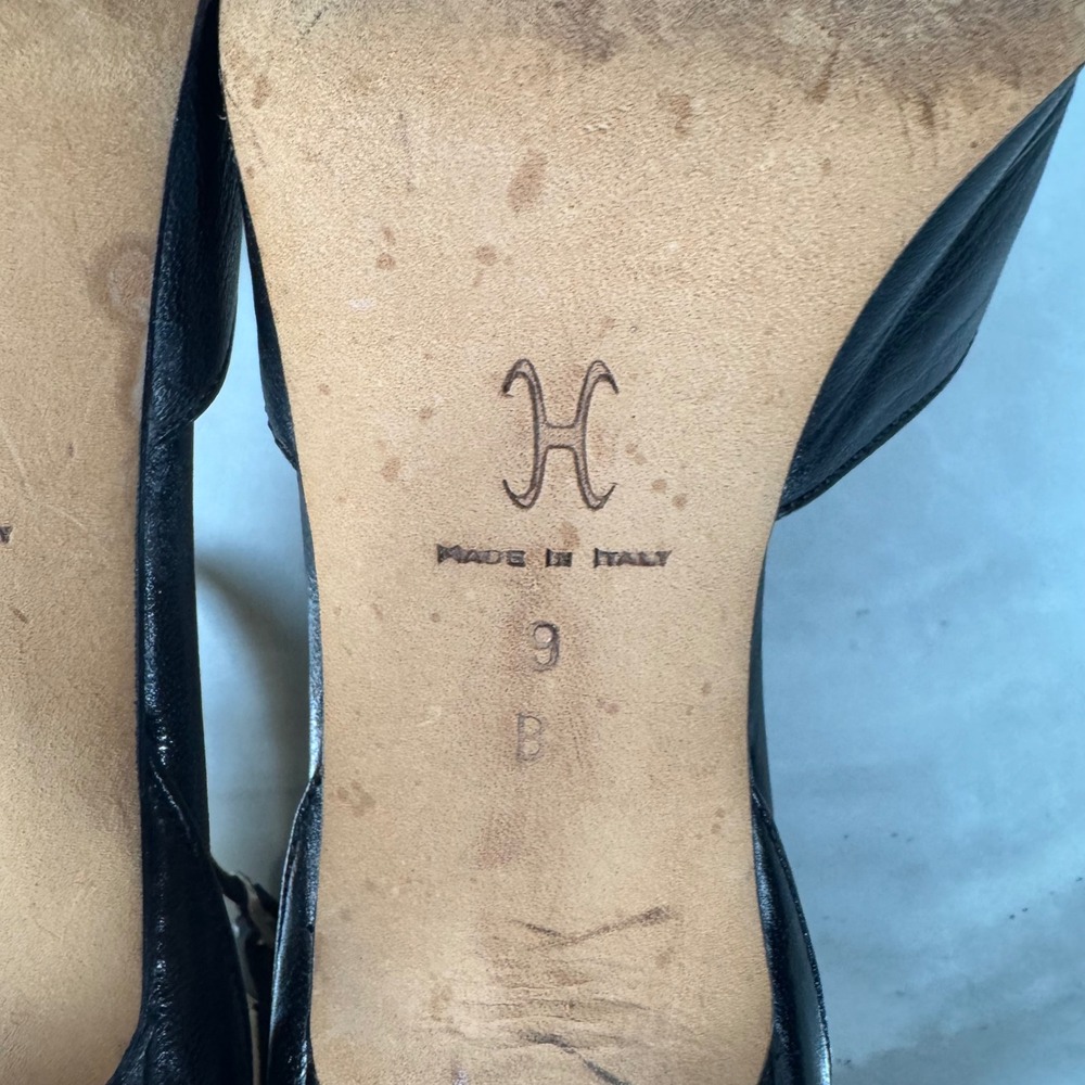 Cole Haan Collection Black Fringe Stiletto Heels Ankle Strap Pointed Toe Leather - Picture 13 of 15